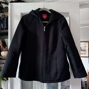 ESPRIT Large Black Quilted Lightly Insulated Hooded Full Zip Jacket